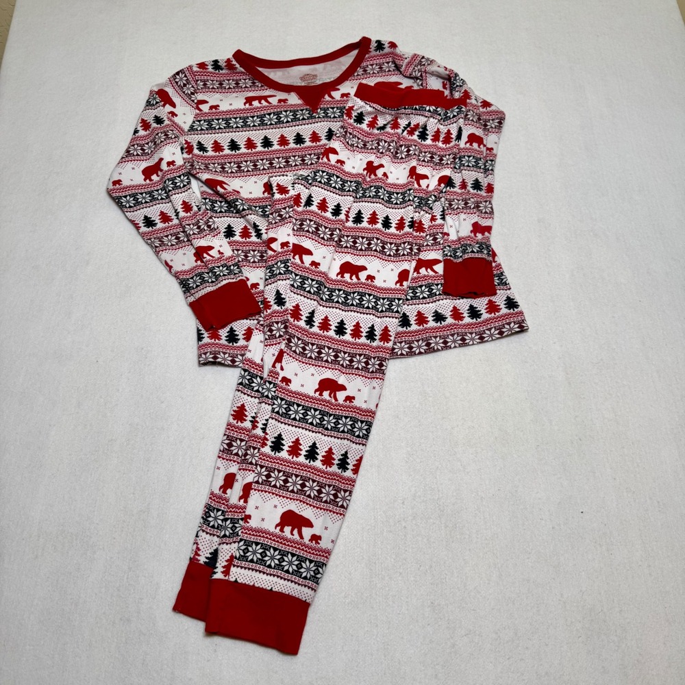 Wondershop Target Womens Pajama Set L Red White Fair Isle Bear Tree Cotton Sleep